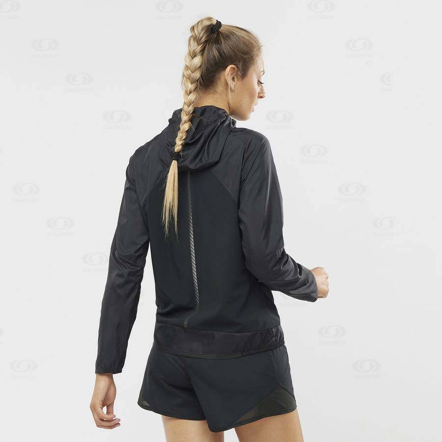 Black Women's Salomon BONATTI CROSS WIND Windbreaker | USA-L2404