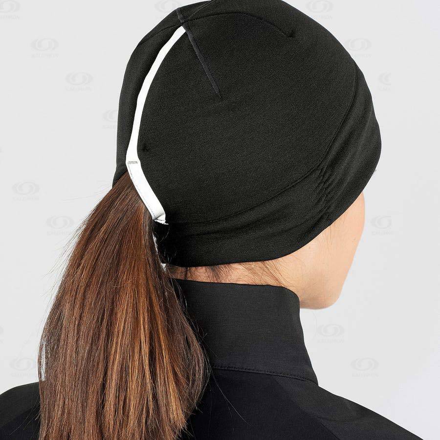 Black Women's Salomon ELEVATE WARM Hats | USA-M1622