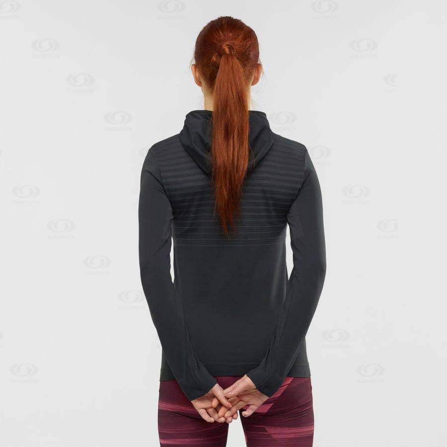 Black Women's Salomon ESSENTIAL SEAMLESS Hoodie | USA-M1069