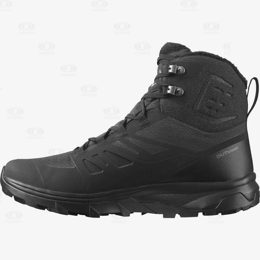 Black Women's Salomon OUTBLAST THINSULATE™ CLIMASALOMON™ WATERPROOF Winter Boots | USA-W1810