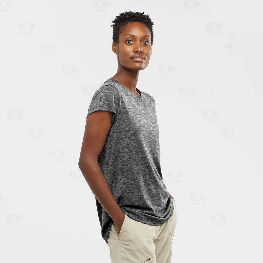 Black Women's Salomon OUTLIFE MERINO BLEND T Shirts | USA-O1432