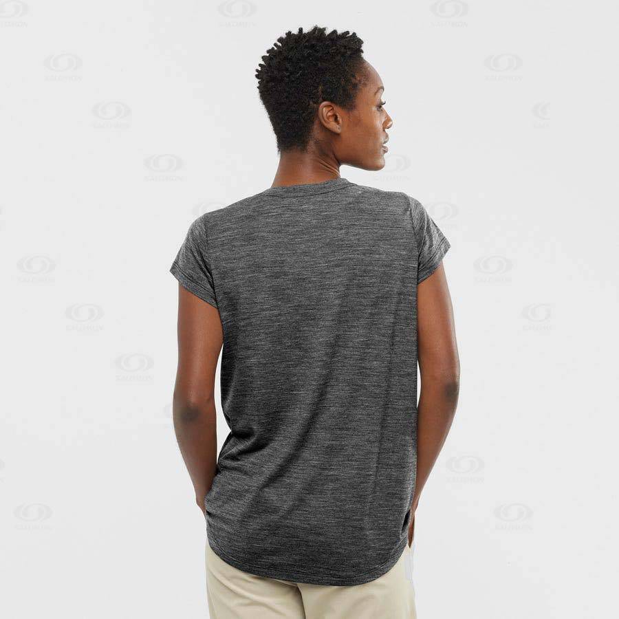 Black Women's Salomon OUTLIFE MERINO BLEND T Shirts | USA-O1432