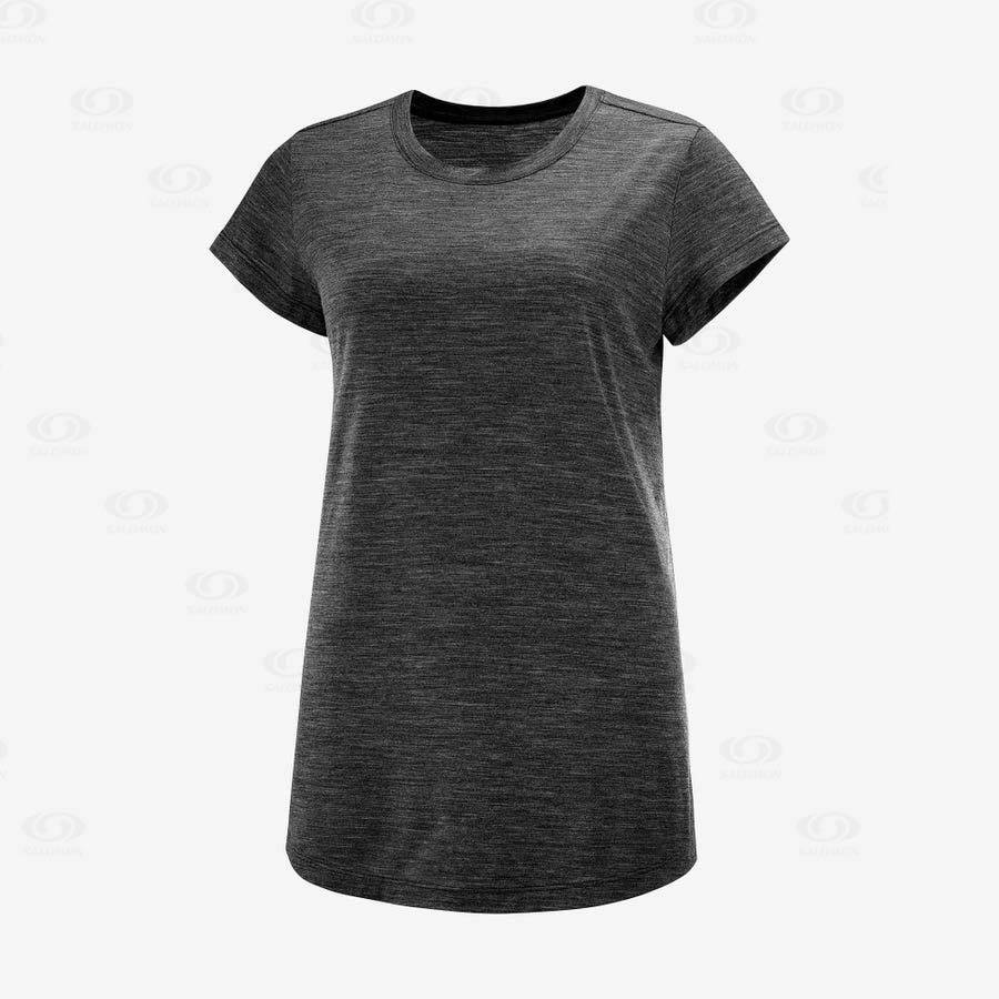 Black Women\'s Salomon OUTLIFE MERINO BLEND T Shirts | USA-O1432