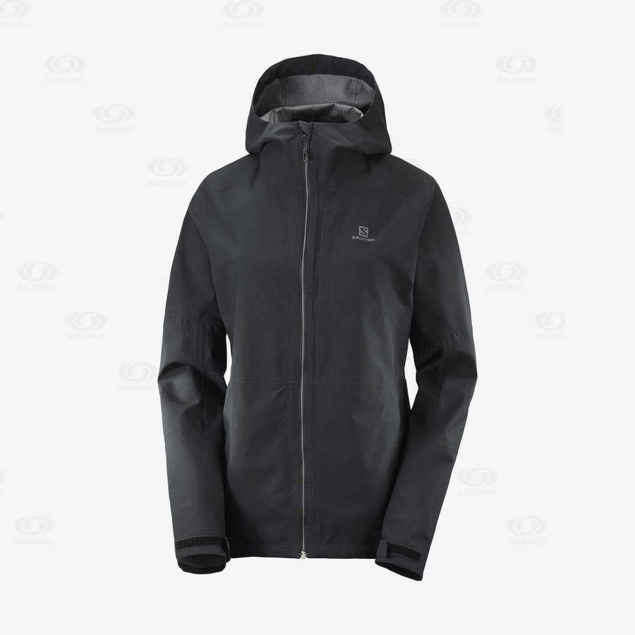 Black Women\'s Salomon OUTRACK WATERPROOF 2.5L Waterproof Jackets | USA-W4140