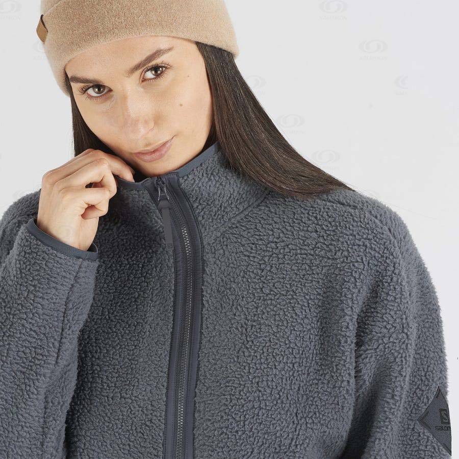 Black Women's Salomon SNOWSHELTER TEDDY Hoodie | USA-S1044