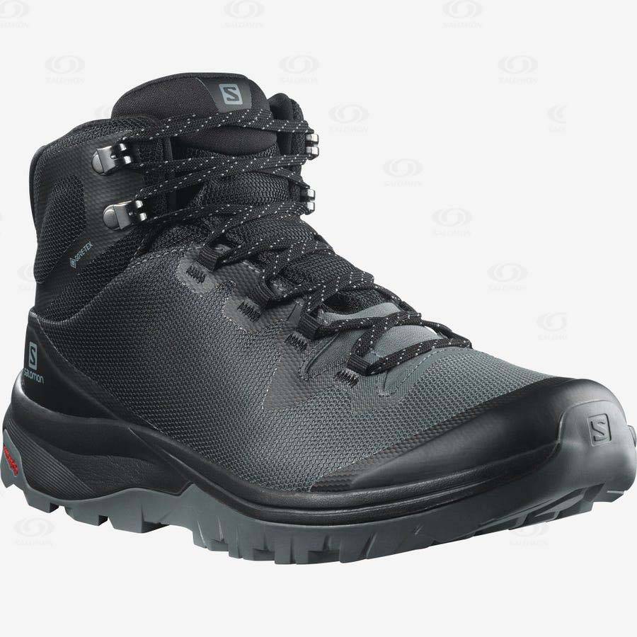 Black Women's Salomon VAYA MID GORE-TEX Hiking Shoes | USA-L1522