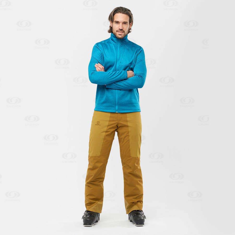 Blue Men's Salomon ESSENTIAL LIGHTWARM HEATHER Hoodie | USA-A1920