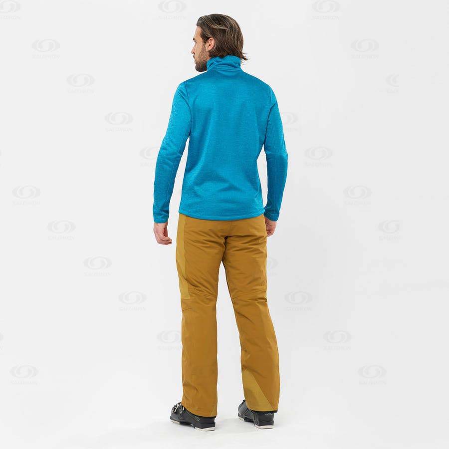 Blue Men's Salomon ESSENTIAL LIGHTWARM HEATHER Hoodie | USA-A1920