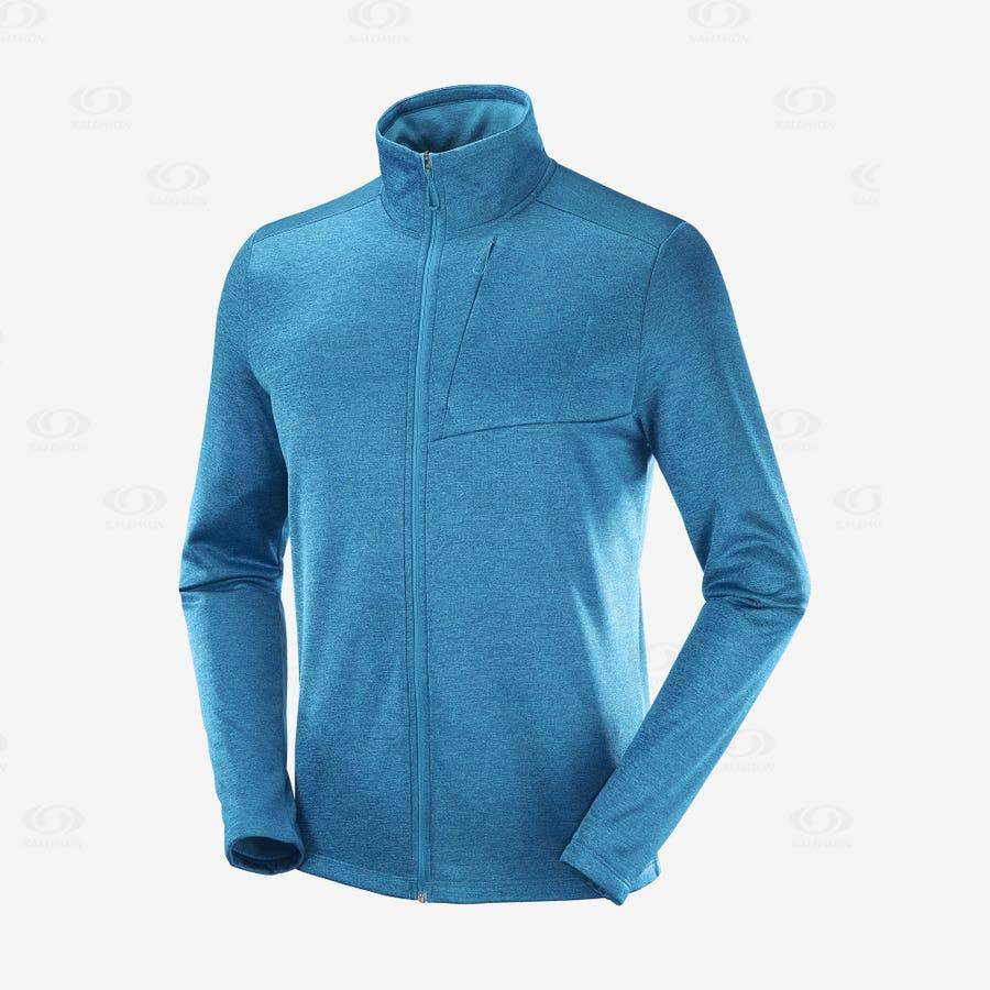 Blue Men\'s Salomon ESSENTIAL LIGHTWARM HEATHER Hoodie | USA-A1920