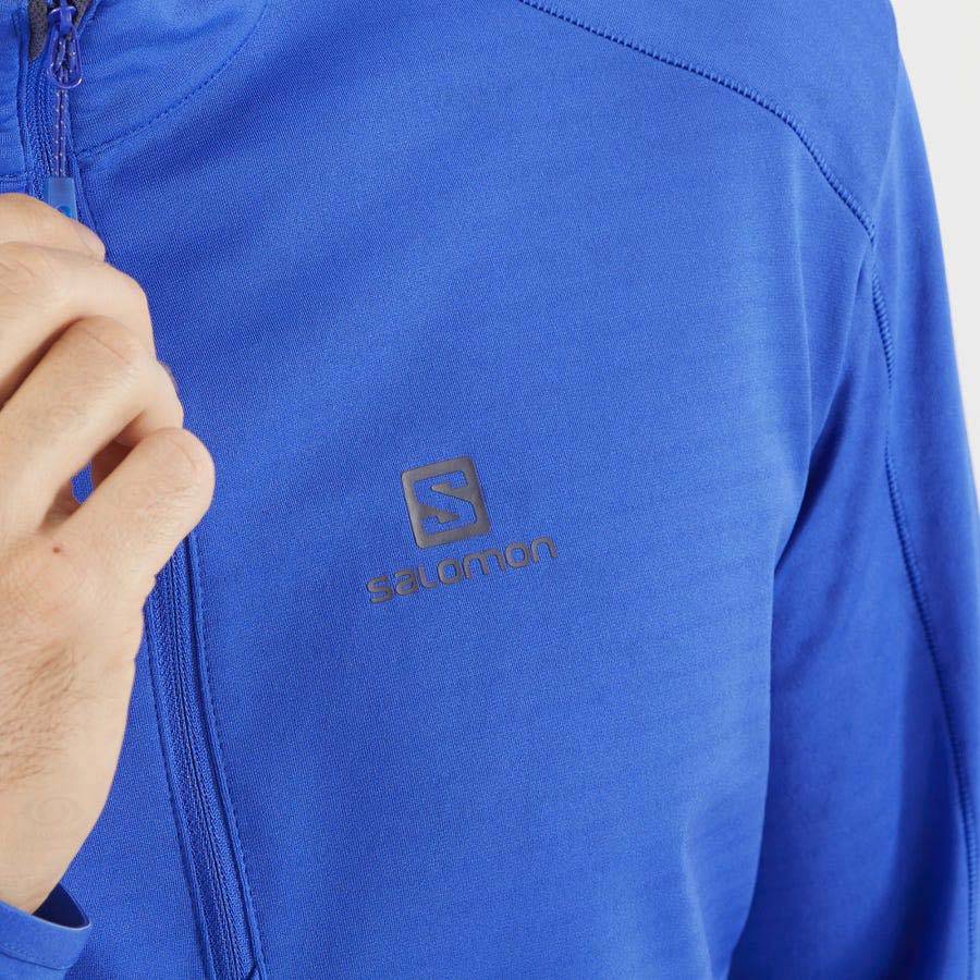 Blue Men's Salomon ESSENTIAL LIGHTWARM Hoodie | USA-O2610