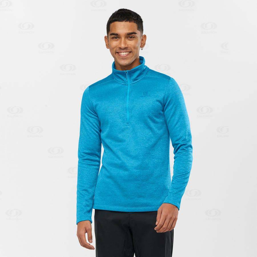 Blue Men's Salomon ESSENTIAL LIGHTWARM SEAMLESS Hoodie | USA-M2168