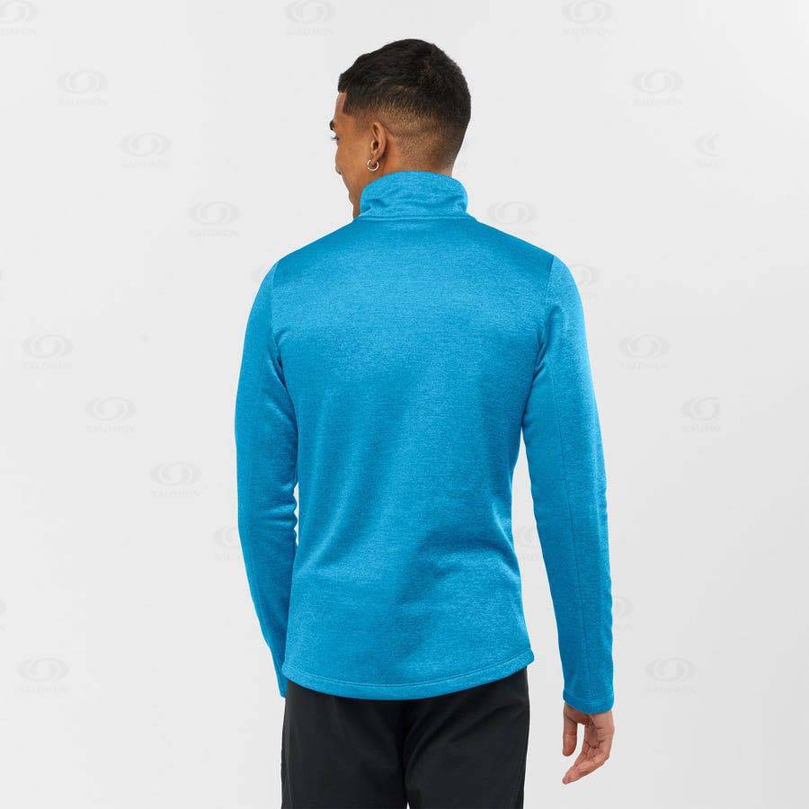 Blue Men's Salomon ESSENTIAL LIGHTWARM SEAMLESS Hoodie | USA-M2168