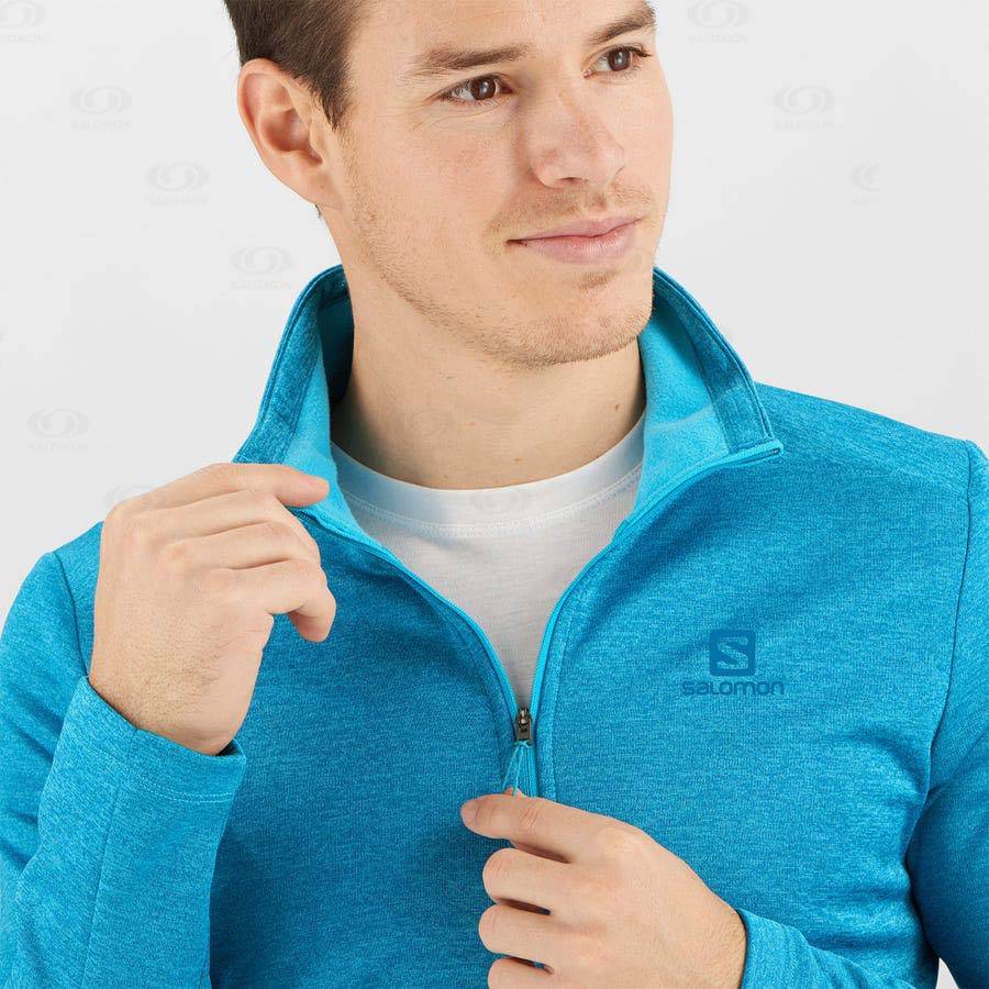 Blue Men's Salomon ESSENTIAL LIGHTWARM SEAMLESS Hoodie | USA-M2168