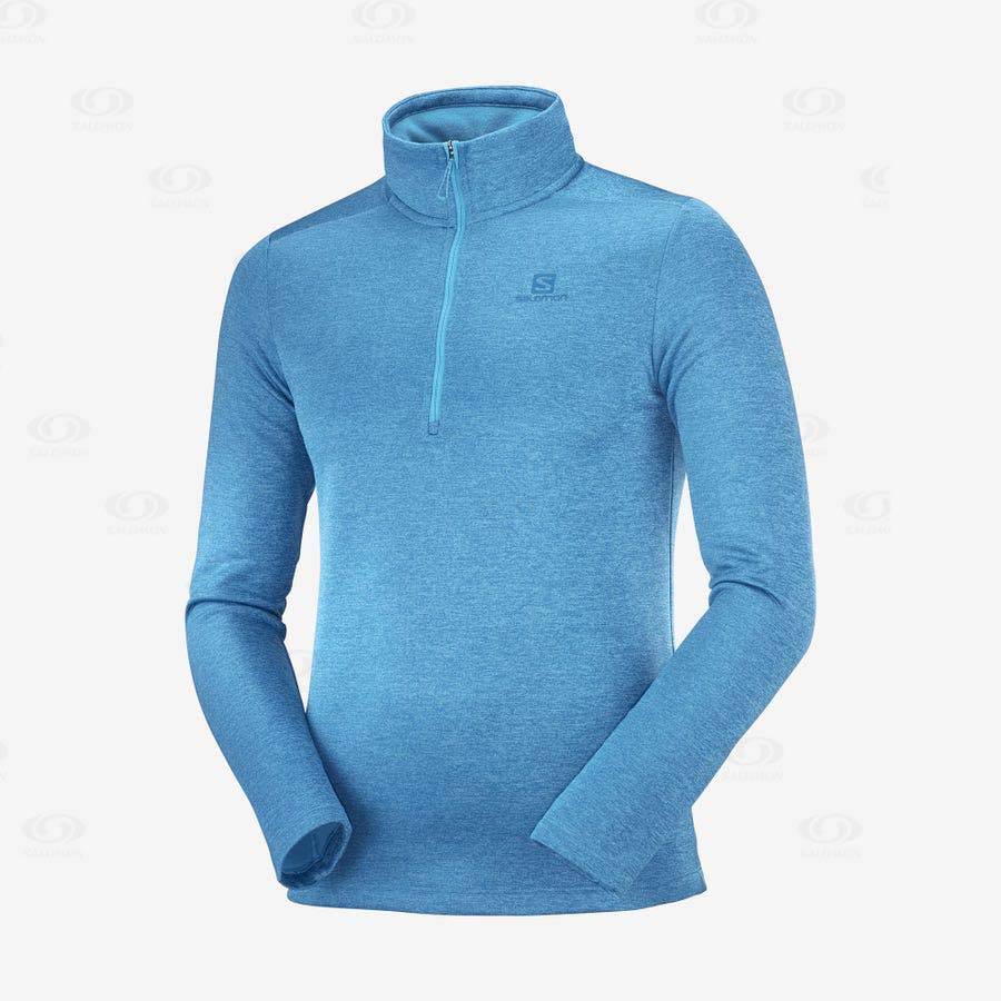 Blue Men\'s Salomon ESSENTIAL LIGHTWARM SEAMLESS Hoodie | USA-M2168