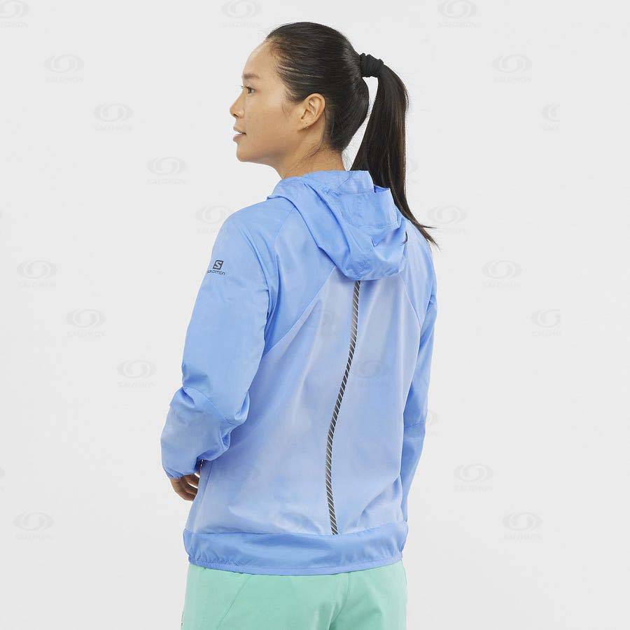 Blue Women's Salomon BONATTI CROSS WIND Windbreaker | USA-O1756
