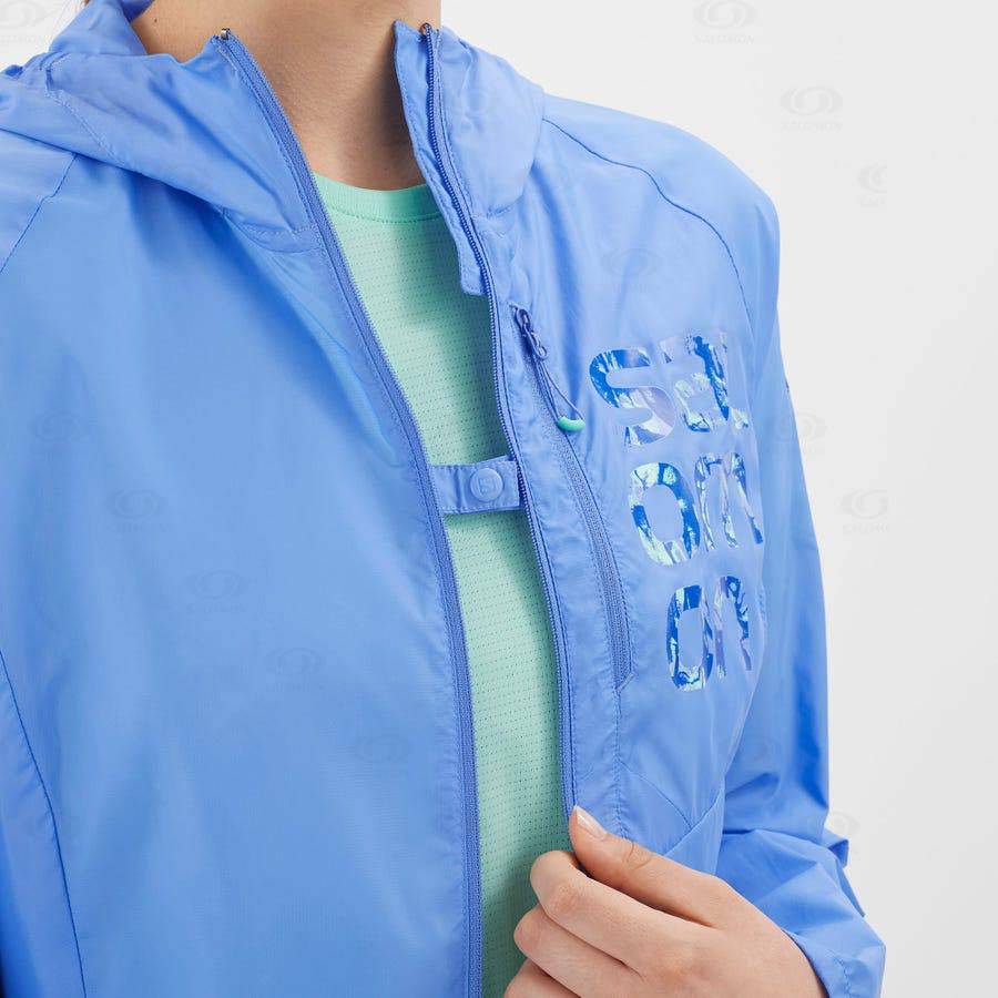 Blue Women's Salomon BONATTI CROSS WIND Windbreaker | USA-O1756