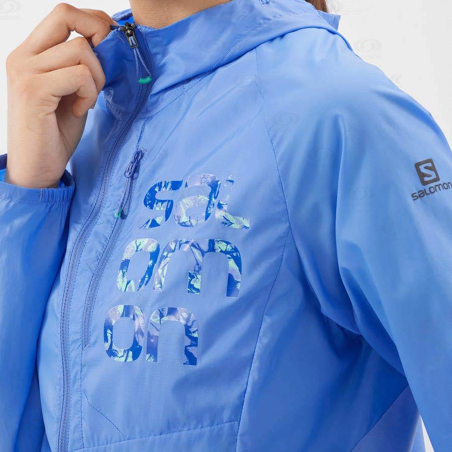 Blue Women's Salomon BONATTI CROSS WIND Windbreaker | USA-O1756