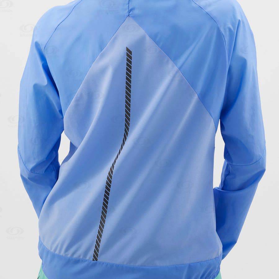 Blue Women's Salomon BONATTI CROSS WIND Windbreaker | USA-O1756