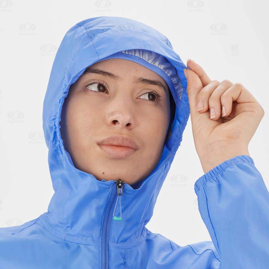 Blue Women's Salomon BONATTI CROSS WIND Windbreaker | USA-O1756