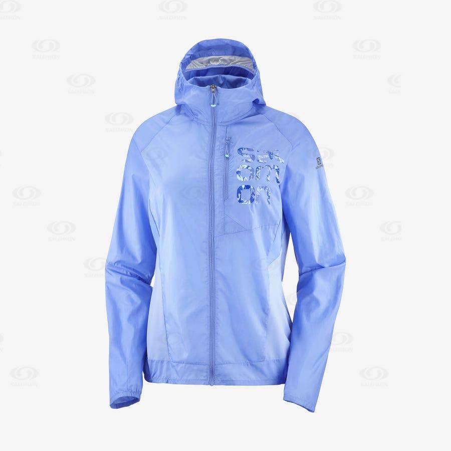 Blue Women\'s Salomon BONATTI CROSS WIND Windbreaker | USA-O1756