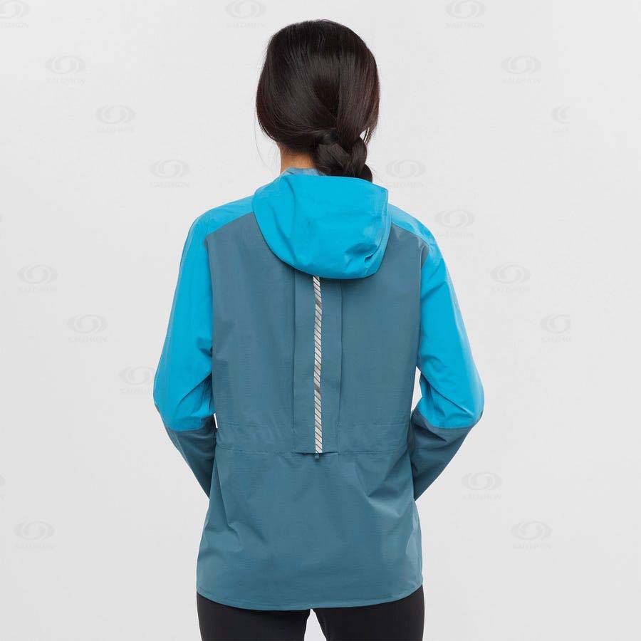 Blue Women's Salomon BONATTI TRAIL Waterproof Jackets | USA-O1420