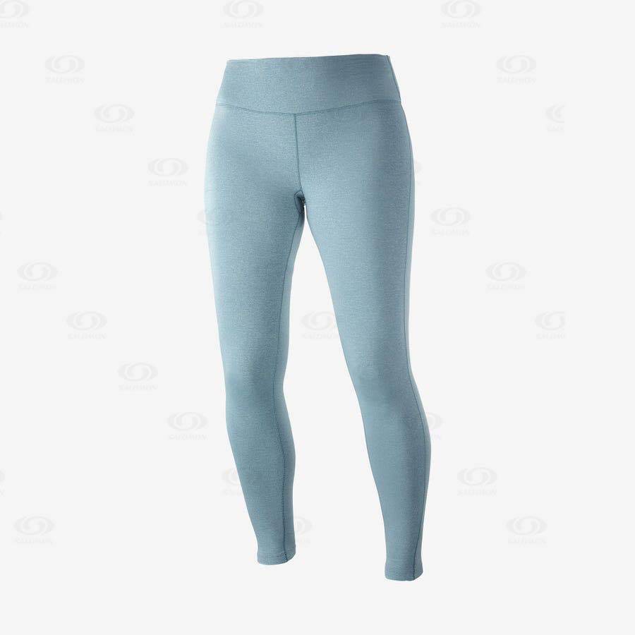 Blue Women\'s Salomon ESSENTIAL WARM Running Tights | USA-S1709