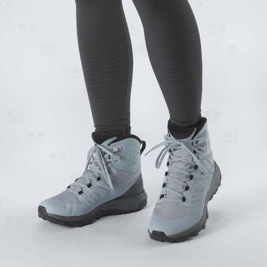 Blue Women's Salomon OUTBLAST THINSULATE™ CLIMASALOMON™ WATERPROOF Hiking Boots | USA-O1875