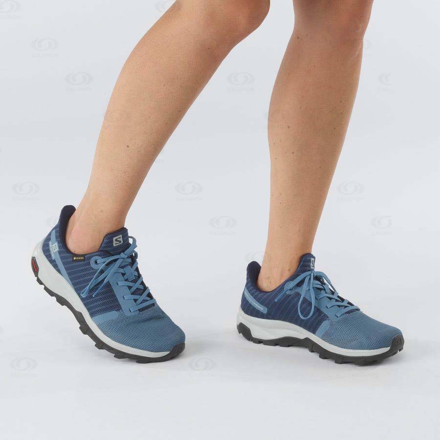 Blue Women's Salomon OUTBOUND PRISM GORE-TEX Hiking Shoes | USA-O1826