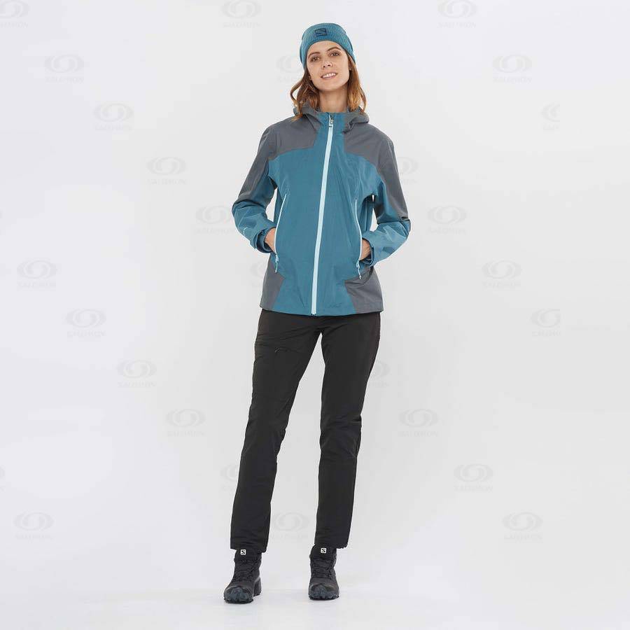 Blue Women's Salomon OUTLINE GORE-TEX HYBRID Waterproof Jackets | USA-S2290