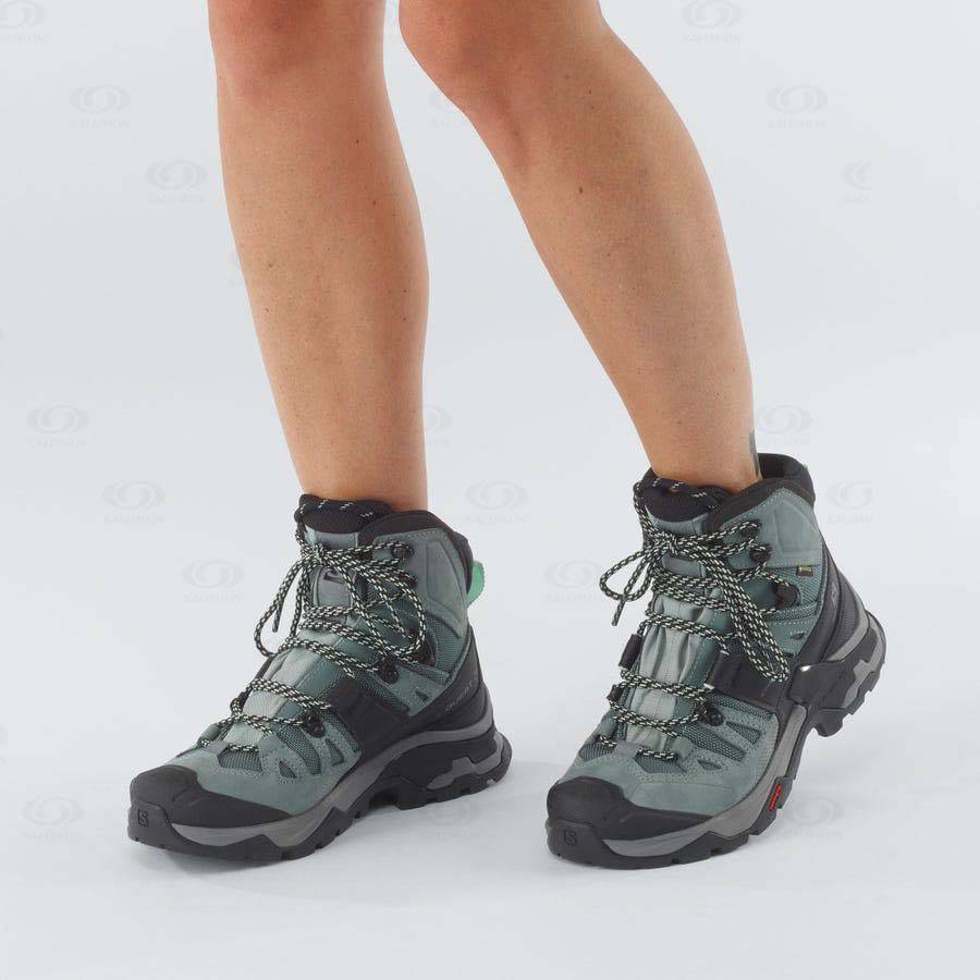 Blue Women's Salomon QUEST 4 GORE-TEX Waterproof Shoes | USA-N1568