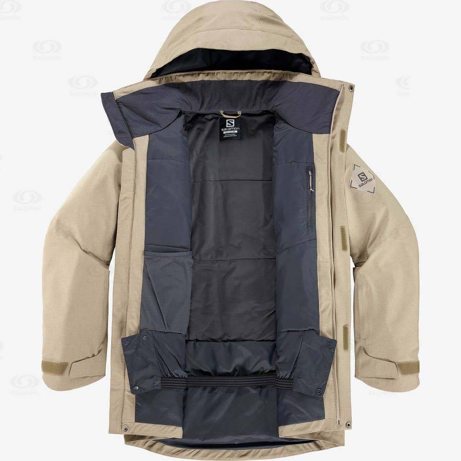 Brown Men's Salomon STANCE CARGO Ski Jackets | USA-M2126