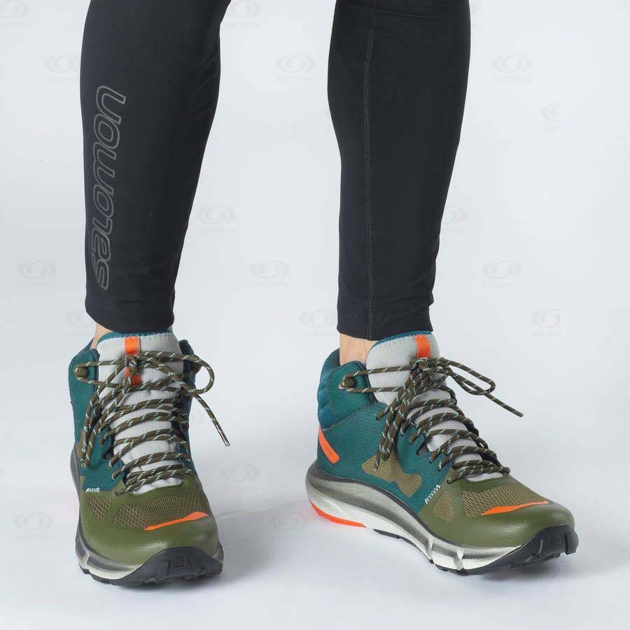 Deep Green / Olive Men's Salomon PREDICT HIKE MID GORE-TEX Hiking Boots | USA-O1595