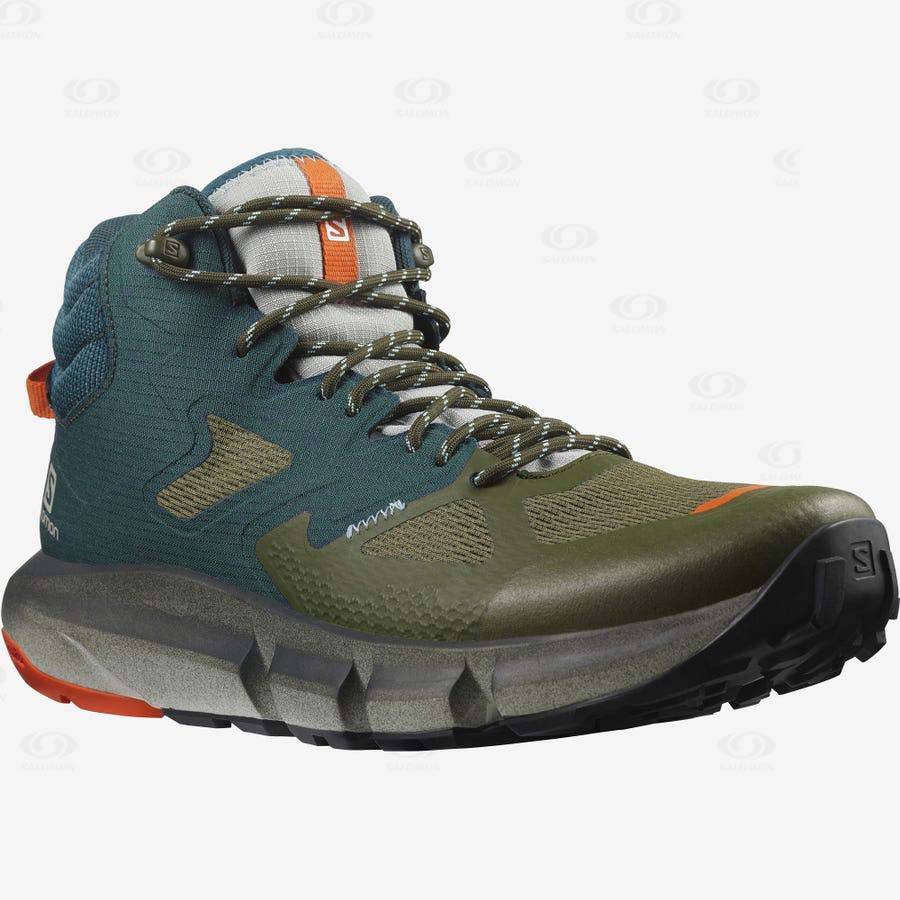 Deep Green / Olive Men's Salomon PREDICT HIKE MID GORE-TEX Hiking Boots | USA-O1595
