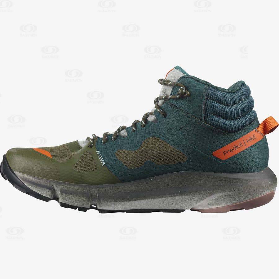 Deep Green / Olive Men's Salomon PREDICT HIKE MID GORE-TEX Hiking Boots | USA-O1595