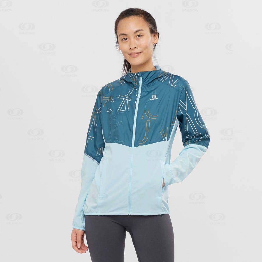 Green Women's Salomon AGILE WIND Windbreaker | USA-wN1288
