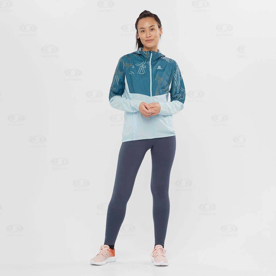 Green Women's Salomon AGILE WIND Windbreaker | USA-wN1288