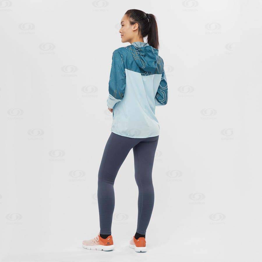 Green Women's Salomon AGILE WIND Windbreaker | USA-wN1288