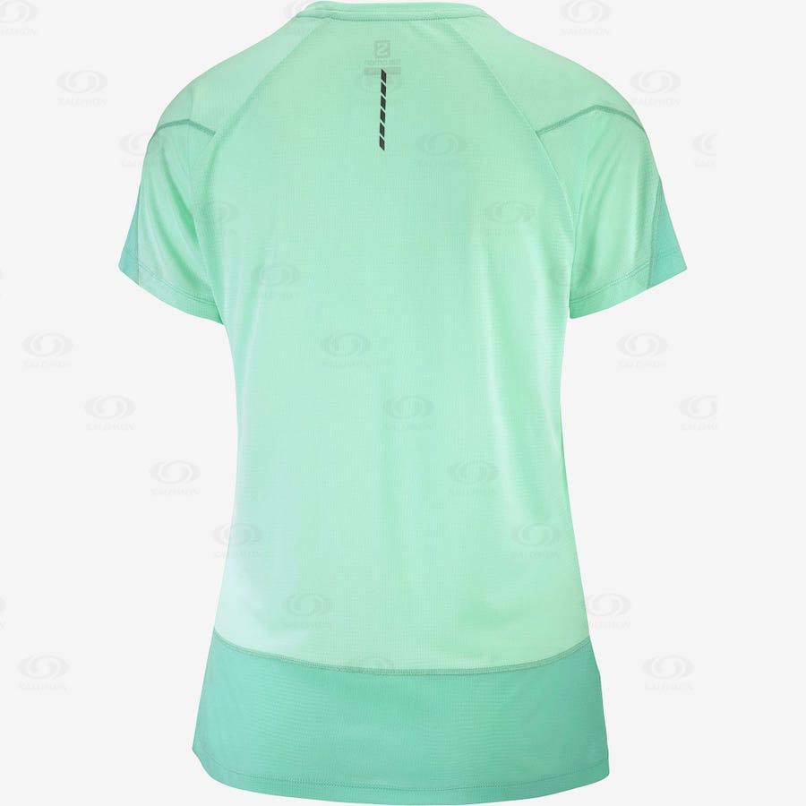 Green Women's Salomon CROSS RUN T Shirts | USA-L1340