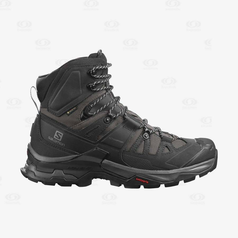 Grey / Black Men\'s Salomon QUEST 4 GORE-TEX Hiking Boots | USA-S2493