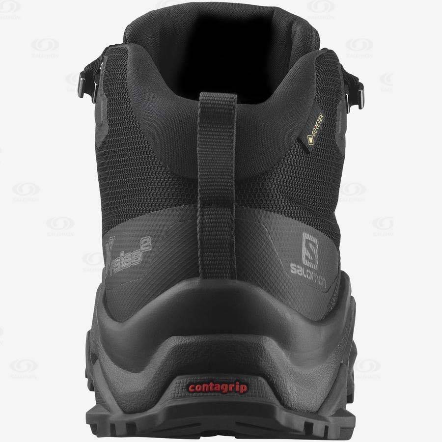 Grey / Black Men's Salomon X RAISE 2 MID GORE-TEX Hiking Boots | USA-O1847