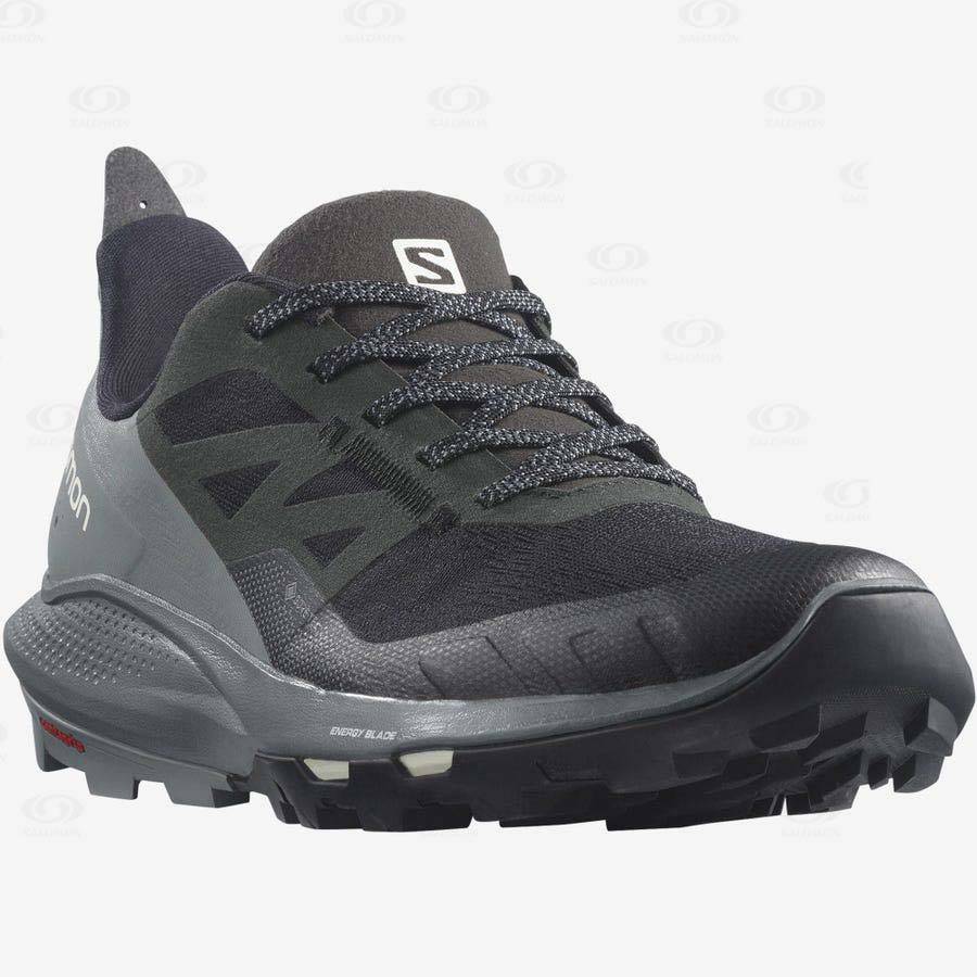 Grey / Black Women's Salomon OUTPULSE GORE-TEX Hiking Shoes | USA-O1733
