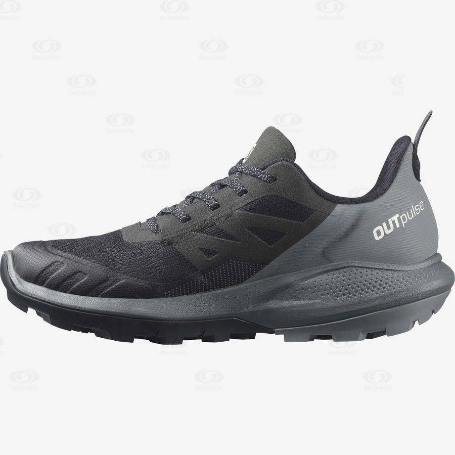 Grey / Black Women's Salomon OUTPULSE GORE-TEX Hiking Shoes | USA-O1733