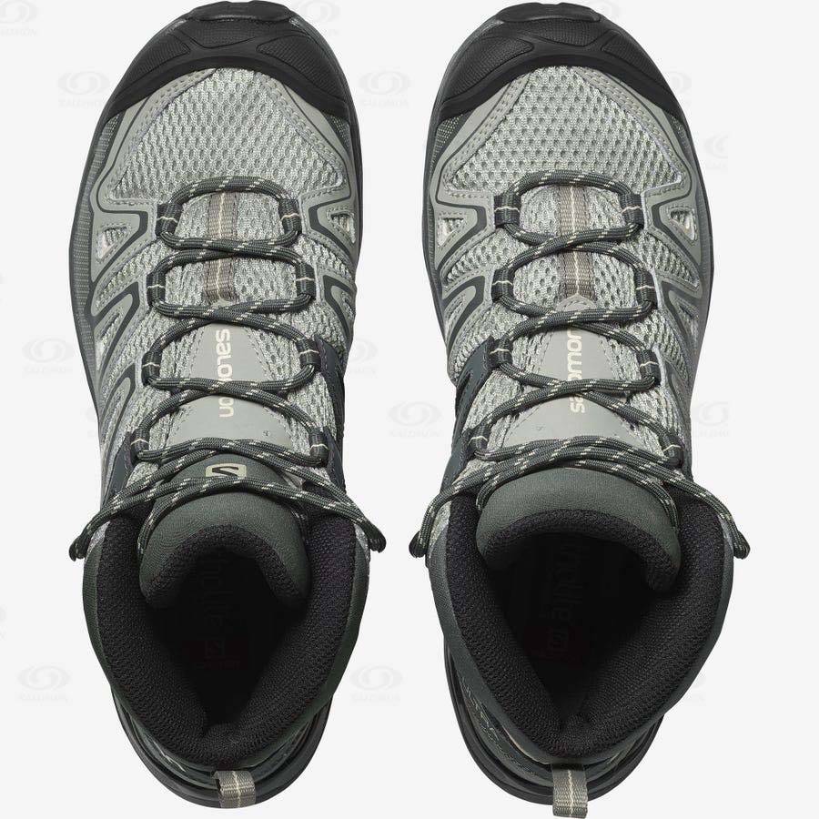 Grey / Brown Women's Salomon X ULTRA MID 3 AERO Hiking Boots | USA-S1345