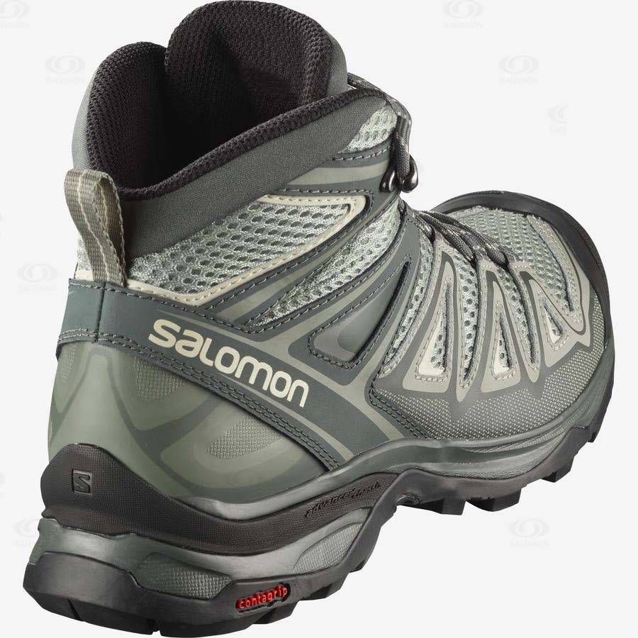 Grey / Brown Women's Salomon X ULTRA MID 3 AERO Hiking Boots | USA-S1345