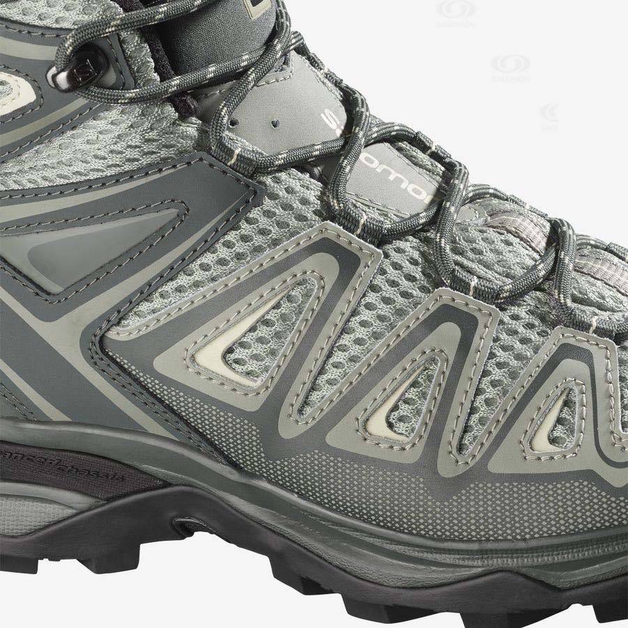 Grey / Brown Women's Salomon X ULTRA MID 3 AERO Hiking Boots | USA-S1345