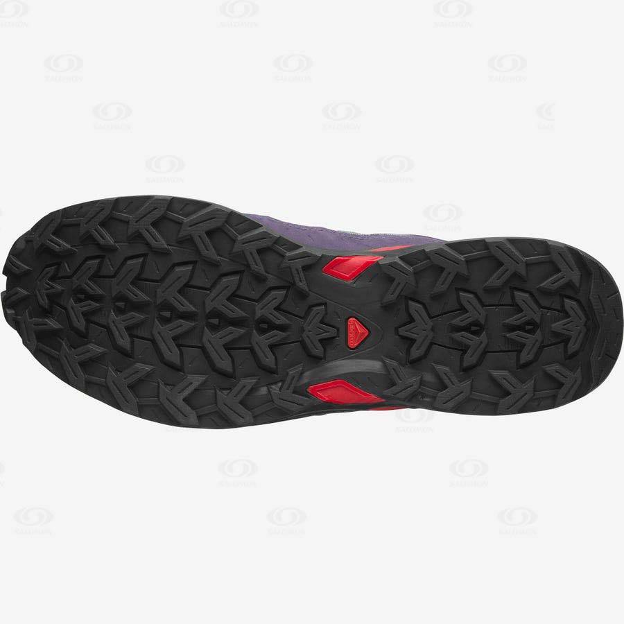 Grey / Purple Women's Salomon SHELTER LOW LEATHER Sneakers | USA-A2032