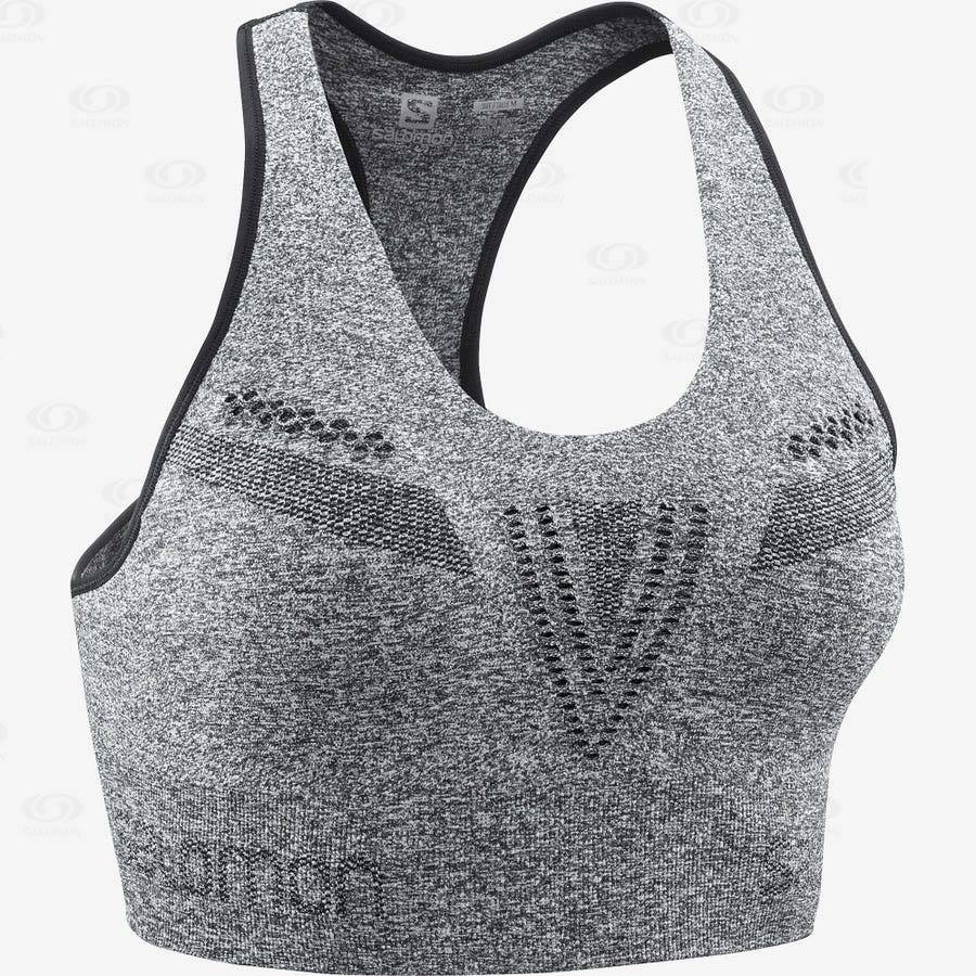 Grey Women's Salomon ESSENTIAL MOVE ON SEAMLESS Sports Bras | USA-L1228