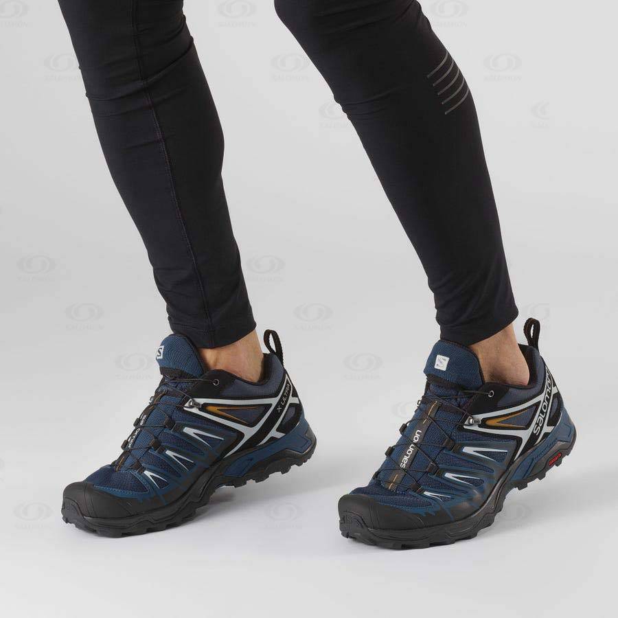 Navy Men's Salomon X ULTRA 3 Hiking Shoes | USA-M1181