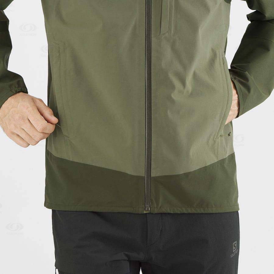Olive Men's Salomon OUTRACK WATERPROOF 2.5L Waterproof Jackets | USA-wO1686