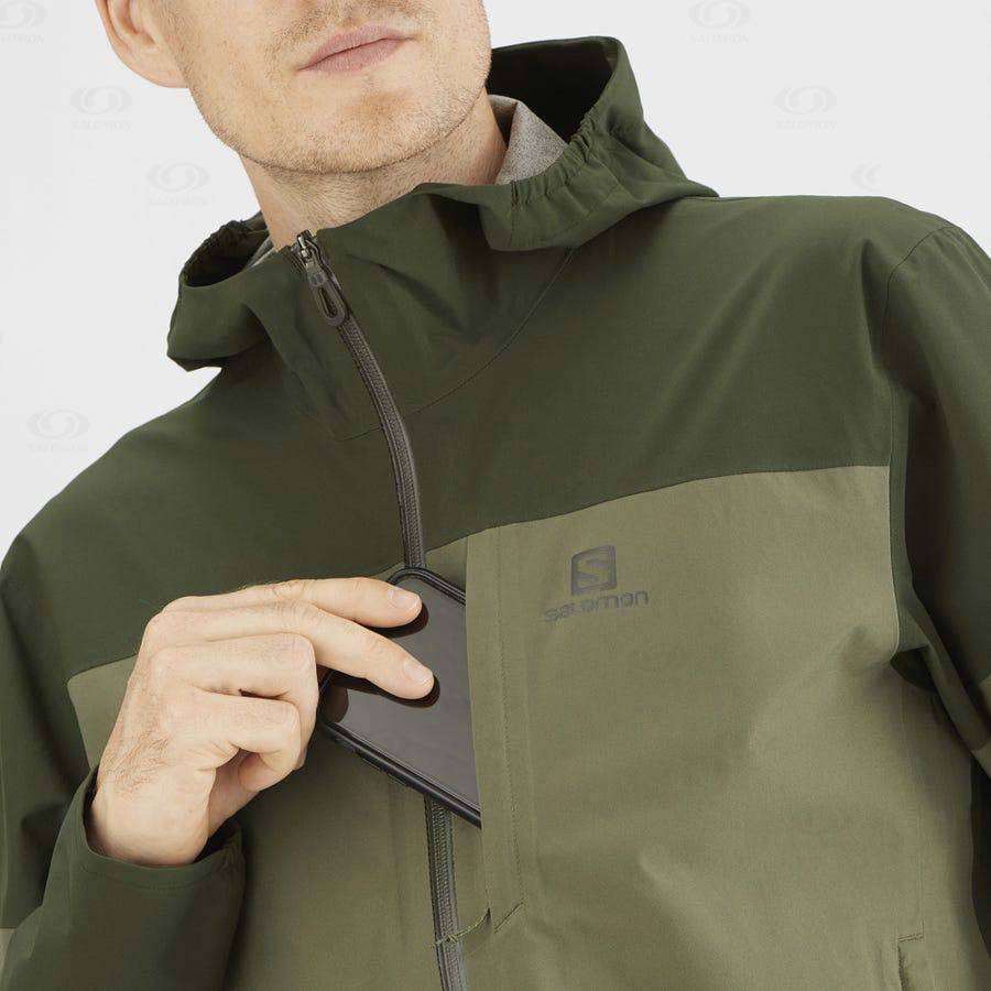 Olive Men's Salomon OUTRACK WATERPROOF 2.5L Waterproof Jackets | USA-wO1686
